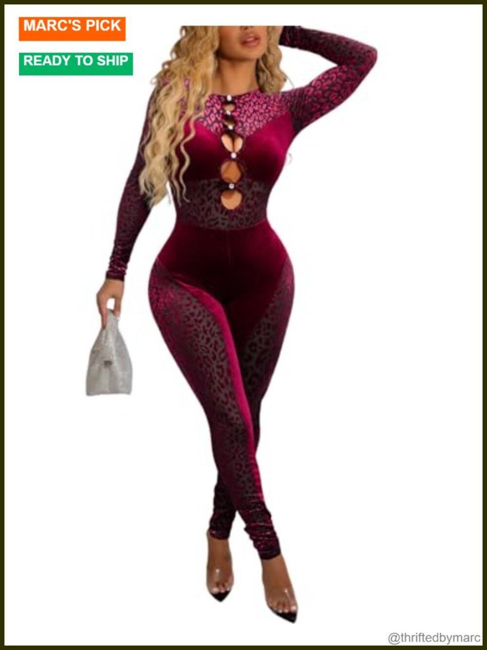 Women's Sexy Mesh Patchwork Velvet Leopard Jumpsuit Bodycon Clubwear